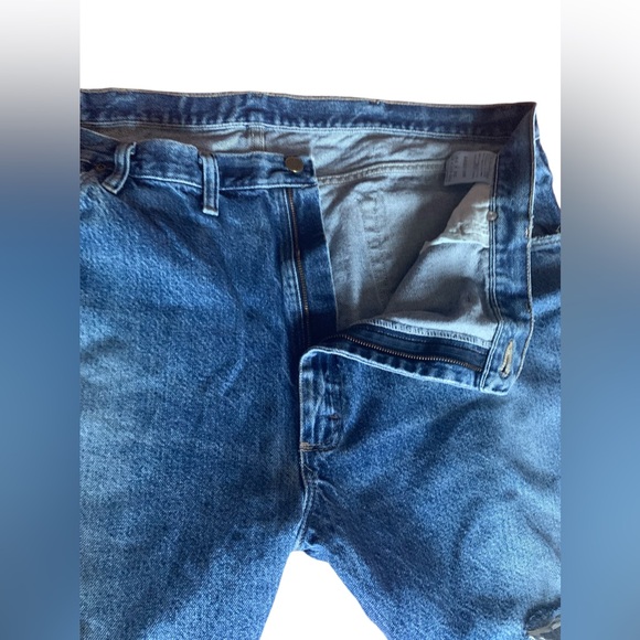 WRANGLER Men’s Destroyed Distressed Denim Blue Jeans Pants 44” x 30” - Picture 12 of 14